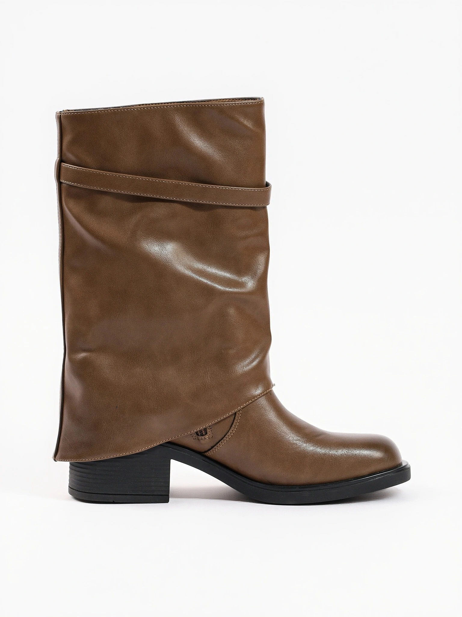 Сапоги укороченные с отворотом цвета хаки